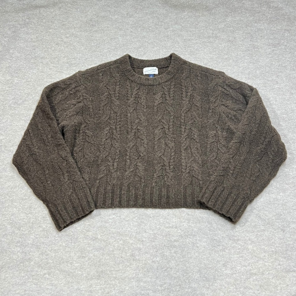 Universal Thread Brown‎ Cable Knit Crewneck Sweater Small Oversized LN Fisherman